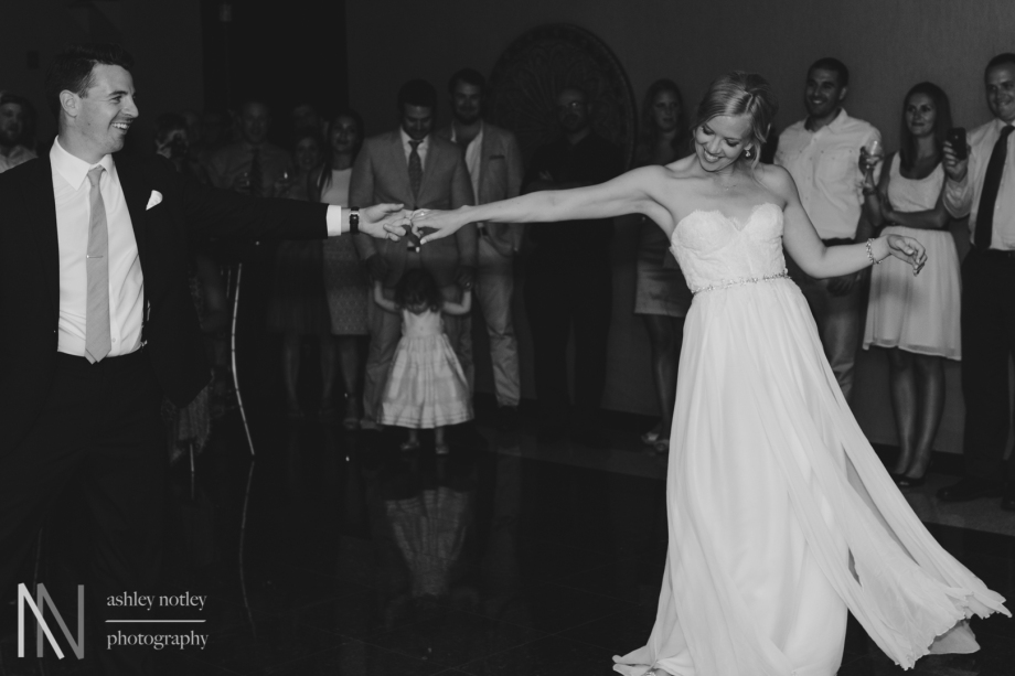 Bride and groom first dance to live music at Parkside Spa and Inn in Perth Ontario